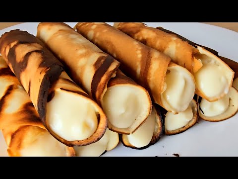 🥚¡Con SOLO 2 CLARAS y un poco de HARINA! 😍 Rulos Turcos 🇹🇷 CRUJIENTES rellenos de CREMA