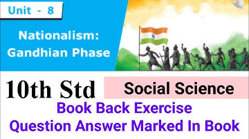 10th Std ,- Social | Unit 8 - Nationalism : Gandhian Phase | Book Back Exercise