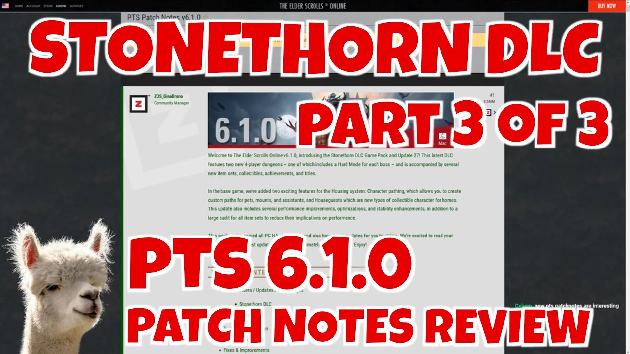ESO - Stonethorn DLC - PTS 6.1.0 Patch Notes Review (3 of 3) - RIP Thrassian?!?! - Twitch VoD