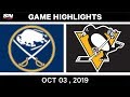 NHL Highlights | Sabres vs. Penguins - Oct. 03, 2019