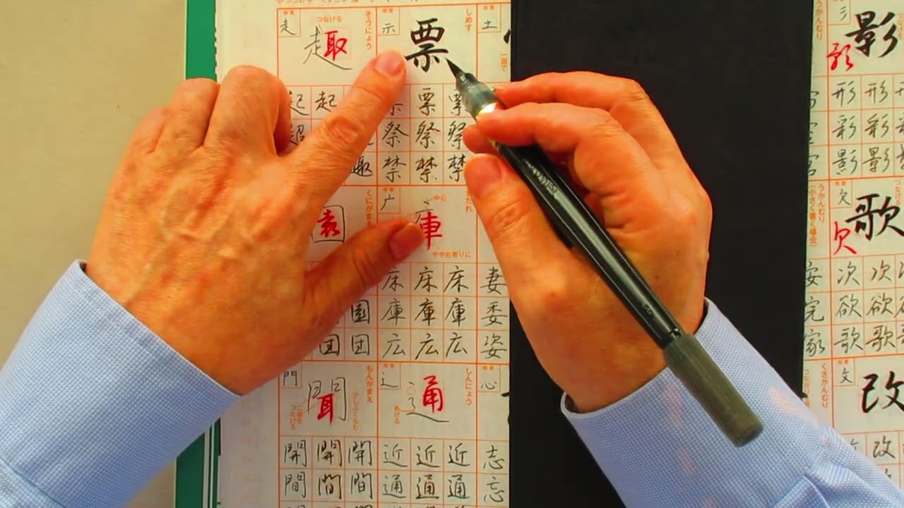 Учебное пособие для отработки красивого почерка: упражнения по написанию иероглифов и курсивом (ч...