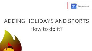 Holidays and Sports CALENDARS | GOOGLE CALENDAR