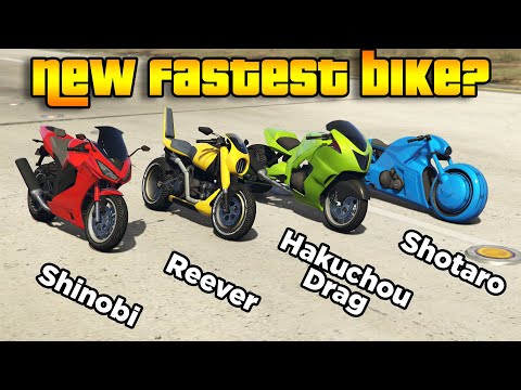 GTA 5 ONLINE : SHINOBI VS REEVER VS HAKUCHOU DRAG VS SHOTARO (WHICH IS FASTEST BIKE?)