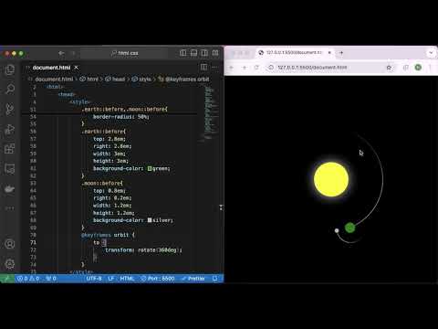 Solar System: Sun, Moon, and Earth with HTML & CSS