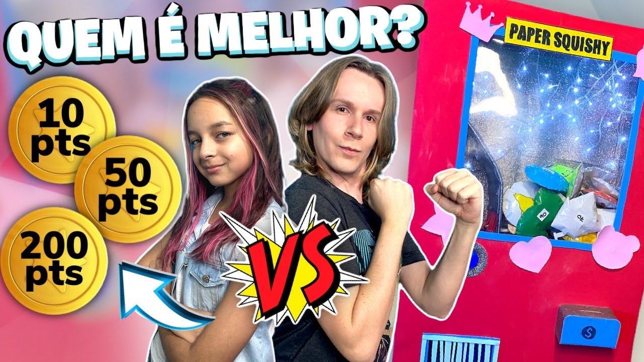 QUEM FIZER MAIS PONTOS NA MÁQUINA DE PAPER SQUISHY GANHA | TIO LUCAS E LAILA