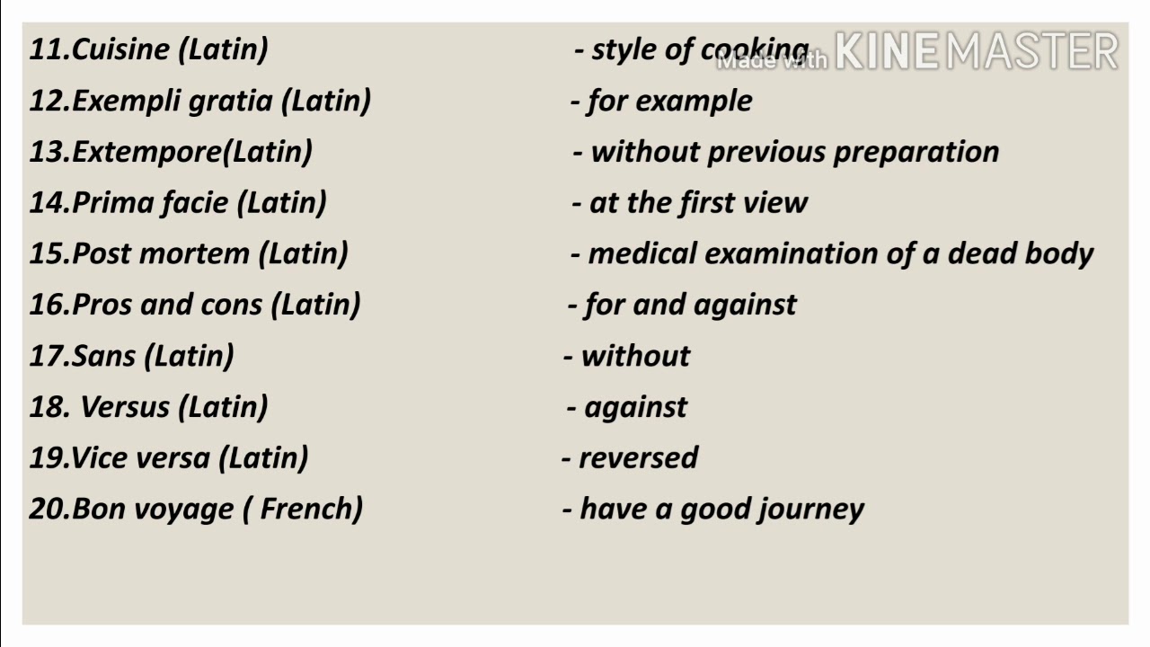 Foreign Words Used In English Worksheet