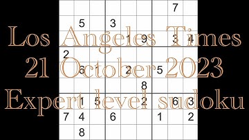 Sudoku solution – Los Angeles Times 21 October 2023 Expert level