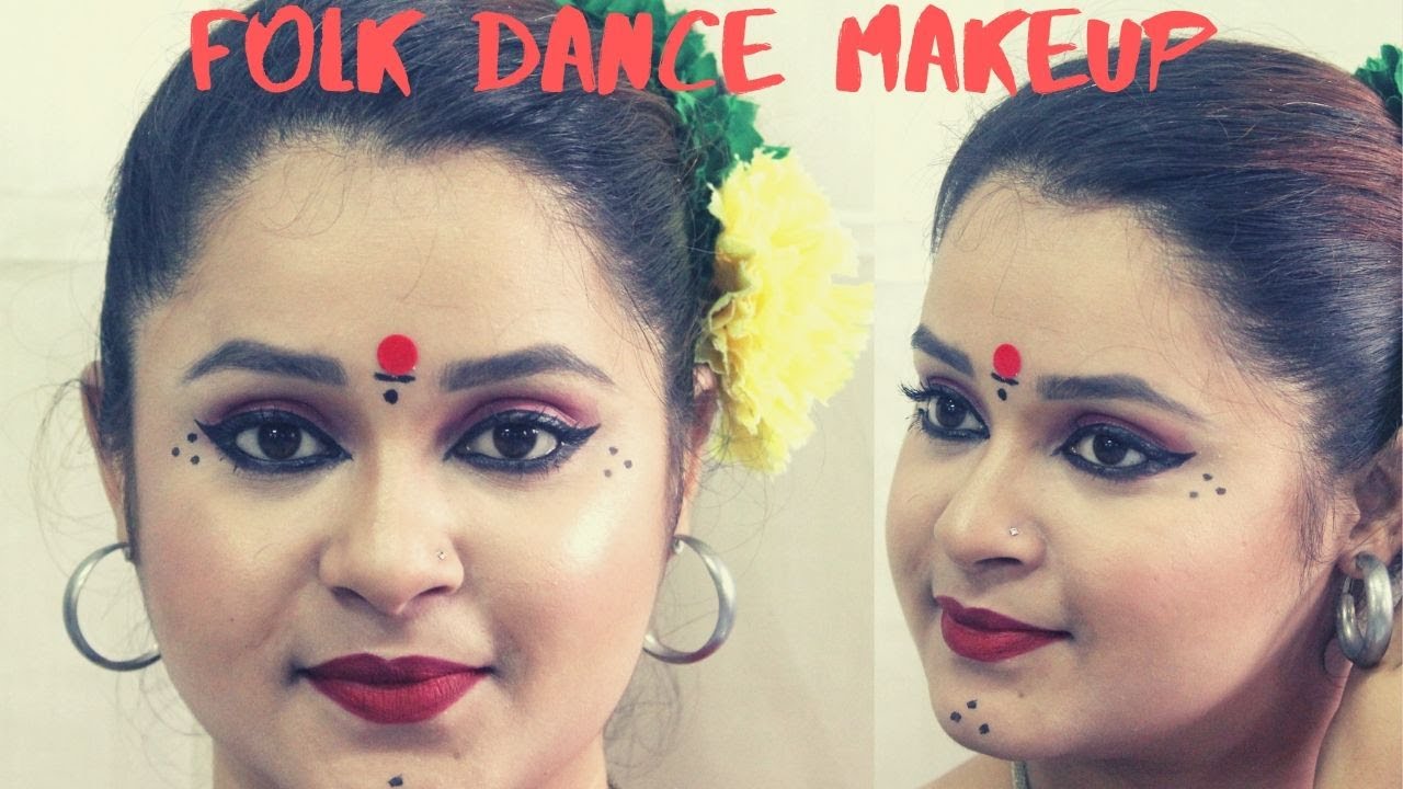 Folk dance make up and hair style  നടട നതത മകകപപ    YouTube