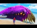 GTA 5 - Spiderman FISHING Sea Monster - Evil Megalodon Attack City