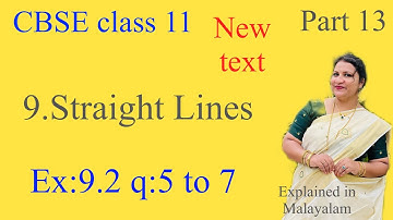 Chapter 9 Straight lines ex:9.2 q:5 to 7 CBSE class 11 in Malayalam