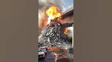 The bridge is collapsing and cars are falling down.#ai #realistic #funny #video #viralshorts #viral