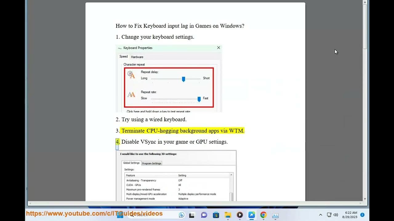 Fix Keyboard input lag in Games on Windows YouTube