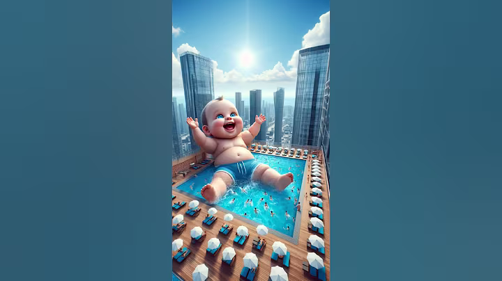 Cute baby takes a bath in the swimming pool and the monkey steals the water 😭 #ai #baby #monkey