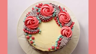 Floral Buttercream Cake | Floral Cake Decorating | Cardamom Cake with White Chocolate Buttercream