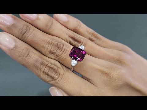 Rhodolite garnet cushion cut 6.68 carats, Tanzania  Video  № 1