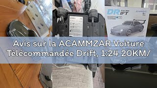Voiture RC Drift ACAMMZAR 1:24 Avec Gyro, 4WD, 25 Km/h – 2 Batteries, LED – Pour Adulte/enfant (gris)