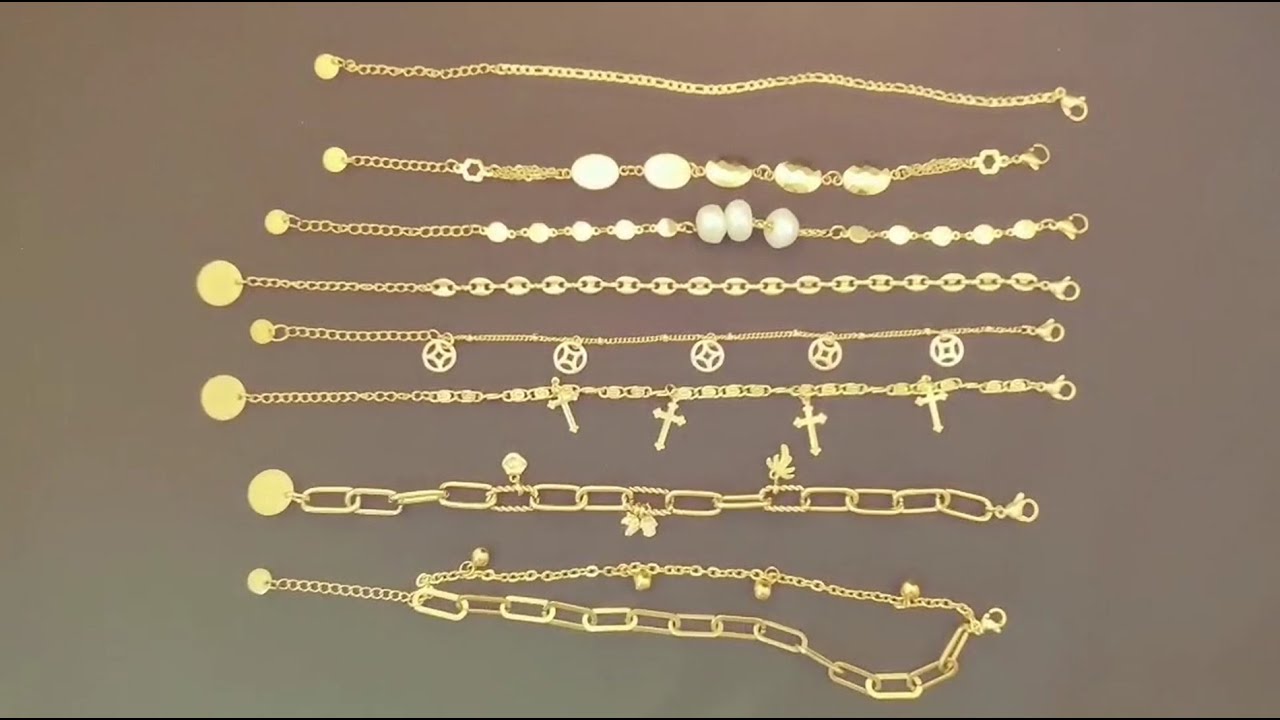 Fashion Girls 18k Gold Plated Stainless Steel Bracelet Sets