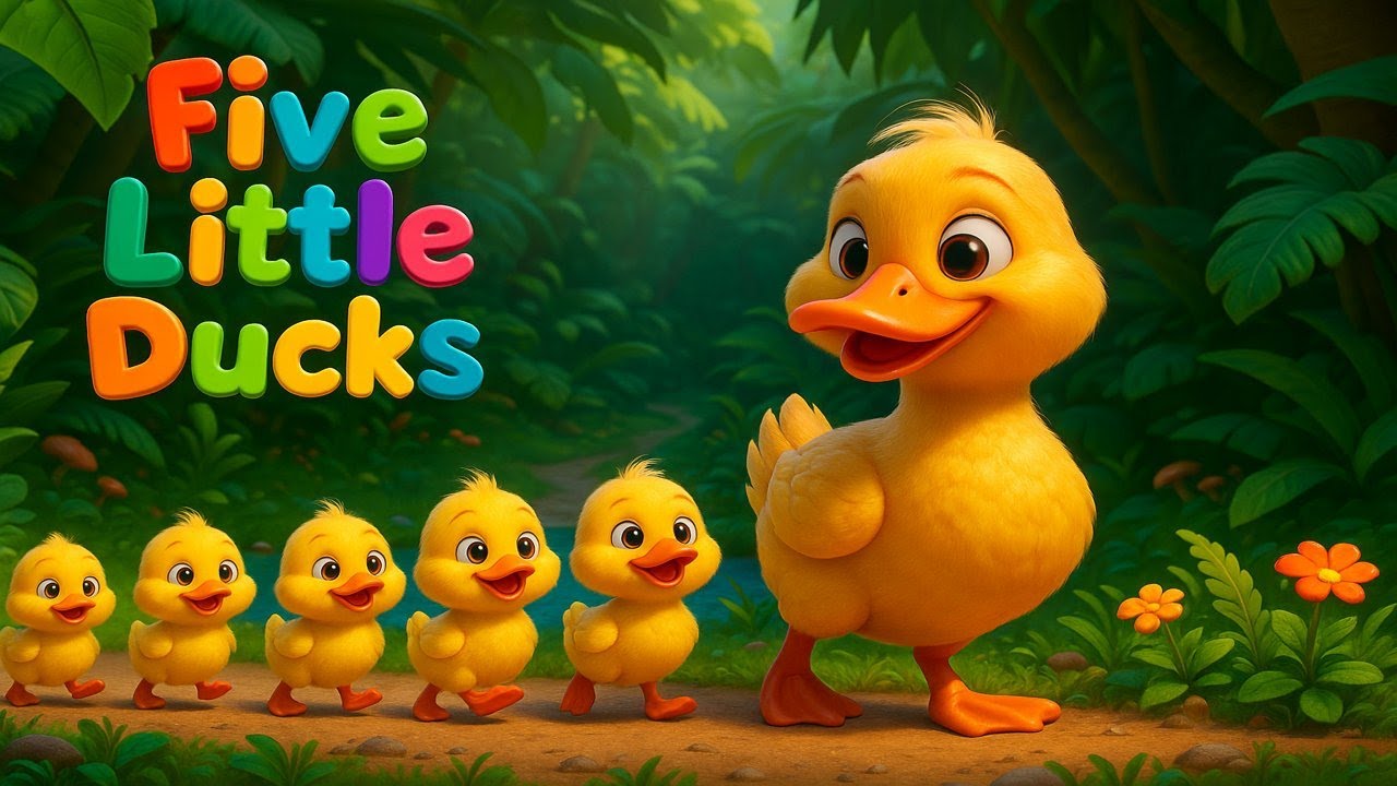 Five Little Ducks | Sleepy Pond Ducks | Soft Nursery Rhyme for Preschool Kids