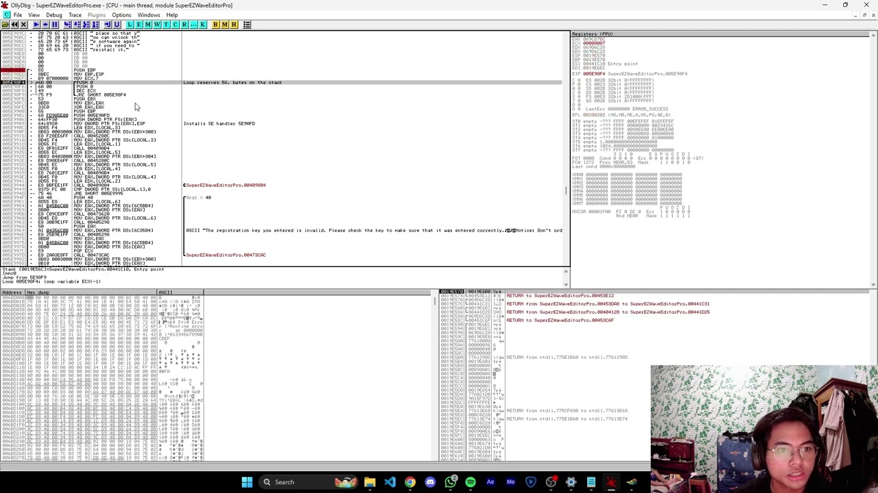 tugas orakom - superEZ wave editor pro serial code dengan ollydbg - Desriel - A11.2024.15575 - 4201