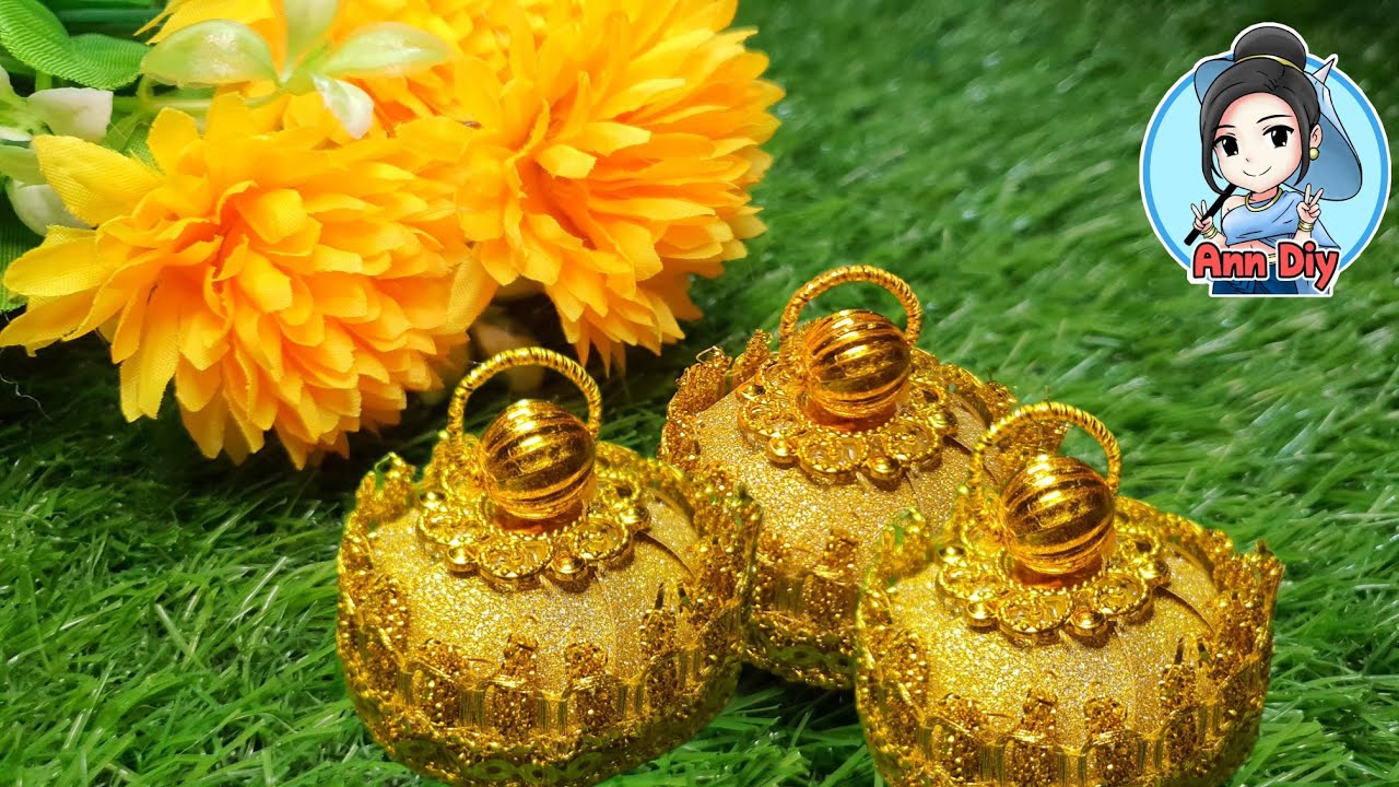 พับเหรียญโปรยทาน |หม้อมงคล| Fold coins to scatter alms| Chinese lanterns | from the ribbon | Ann Diy