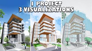 1 Architecture Project - 3 Different Visualization Styles