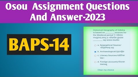BAPS-14 All Assignment Questions and Answer #osou #knowledge_for_all #osou_assingment_answer