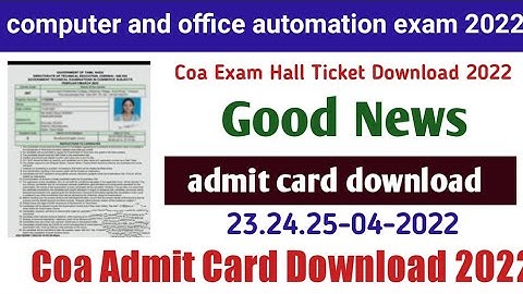 COA Hall Ticket March 2022 TNDTE Computer on Office Automation coa admit card 2022