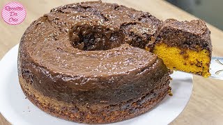 Bolo de Cenoura Invertido com Cobertura de Brigadeiro