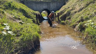 ワカサギが無限に捕れすぎる川でガサガサしてきた