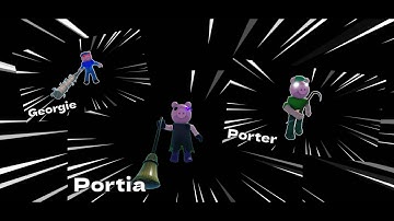 Piggy custom character skin showcase Porter AKA Father, Portia AKA Mother, and Georgie