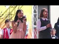 Mongolian girls singing on the occasion of new School year at school &quot;Ui tsai&quot;