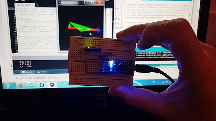 Test gyro mpu6050 using teapot demo 3D simulation.