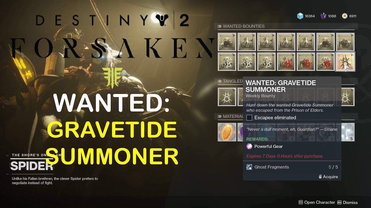 Destiny 2 Forsaken - WANTED: Gravetide Summoner Bounty Location & Guide (Spider Bounty)