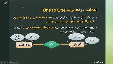 12 - Database Design - ERD - One To One Relationship علاقة واحد لواحد