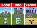 Minecraft noob vs pro vs hacker castle family house build challenge  animation