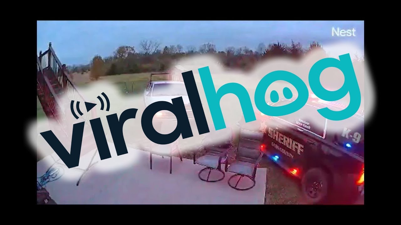 Security Camera Catches Police Chase Around House || ViralHog - YouTube