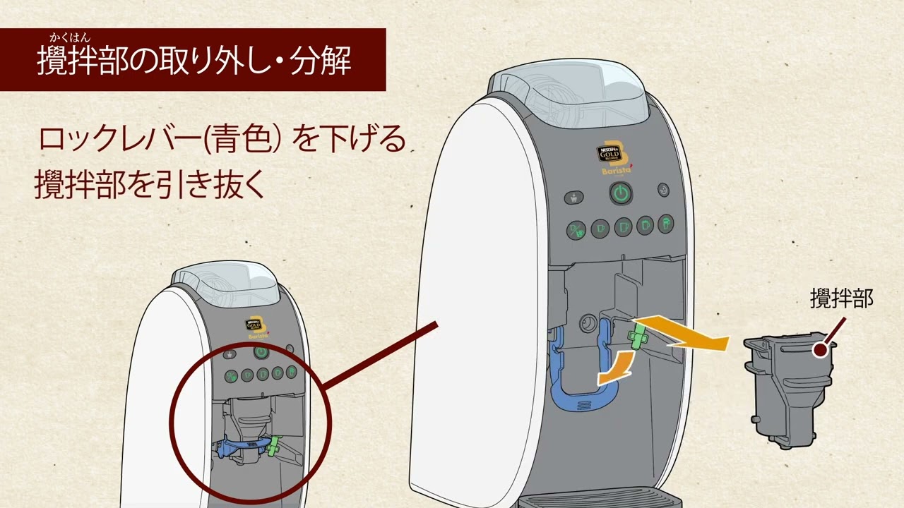 バリスタW～攪拌部のお手入れ～（攪拌部の取り外し・分解）