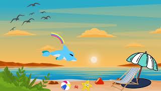 Background Animasi Bergerak Pemandangan Alam Pantai Sore Hari #2 || Cartoon Background Animation