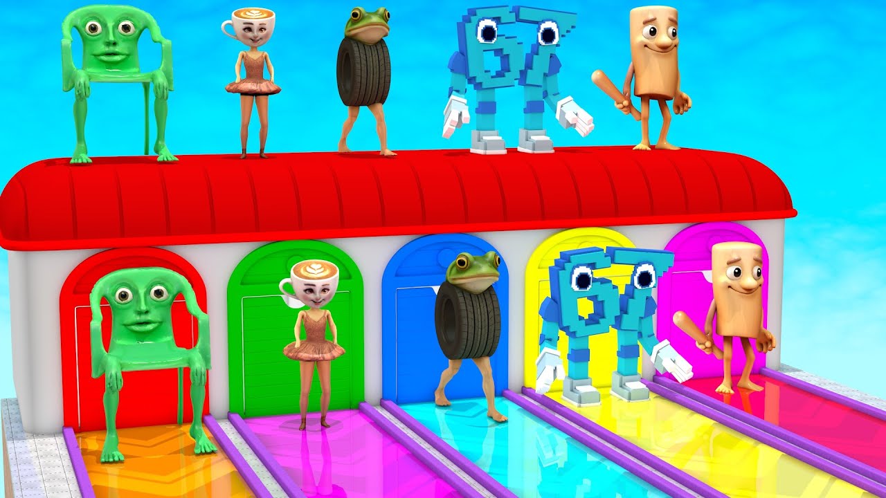 Long Slide Game with Cow Elephant Gorilla Hippopotamus Tiger 3d Animal Game Funny 3d Animals