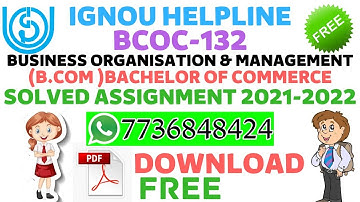 IGNOU|BCOC 132 (Business Organisation & Management) | ENGLISH MEDIUM IGNOU SOLVED ASSIGNMENT 2021-22