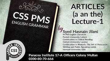 Articles (A,AN,THE) Lecture 1