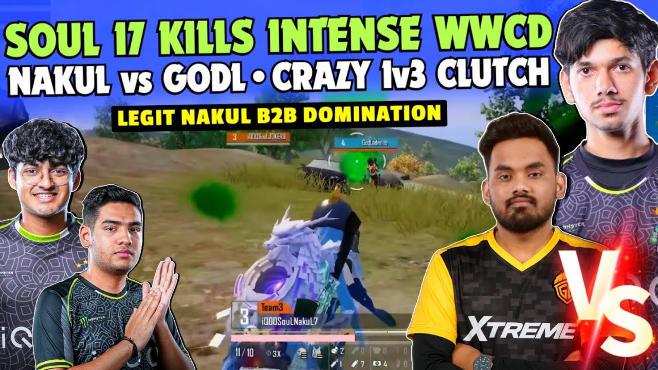 iQOOSouL Back2Back Domination ✅ SOUL 17 Finishes WWCD 😳 Nakul Legit Destruction 🔥 SOUL vs GODL 💛🚀
