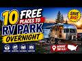 10 FREE Places to RV Park Overnight