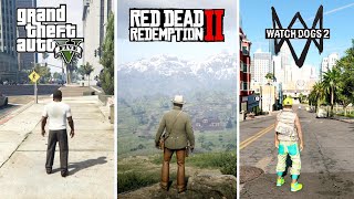 RDR 2 vs GTA 5 vs Watch Dogs 2 - SBS Comparison