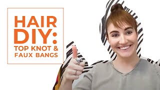 Top Knot With Faux Bangs Hair Tutorial | Hairstyle DIY by Hairstory 77 views 3 years ago 2 minutes, 59 seconds