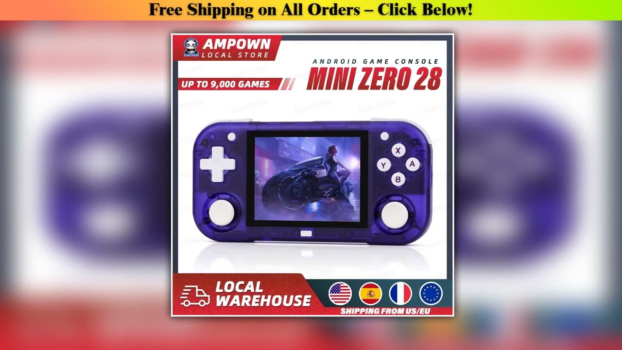 AMPOWN Mini Zero 28 Handheld Game Console 28 IPS Screen AllWinner A133P CPU Android OS Wifi MAGICX