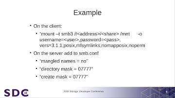 SDC 2018 - SMB3 POSIX Protocol Extensions: Summary and Current Implementation Status