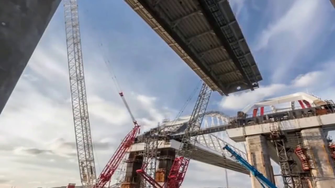 Керченский мост НОВИНКА Соединение моста 19. 12 2017г - YouTube