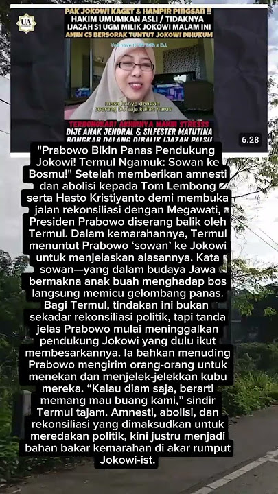 Amnesty for Hasto & Tom Lembong, Termul Accuses Prabowo of Treason! Urged to Visit Jokowi #shorts