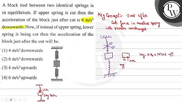 A block tied between two identical springs is \( \mathrm{P} \) in equilibrium. If upper spring i...